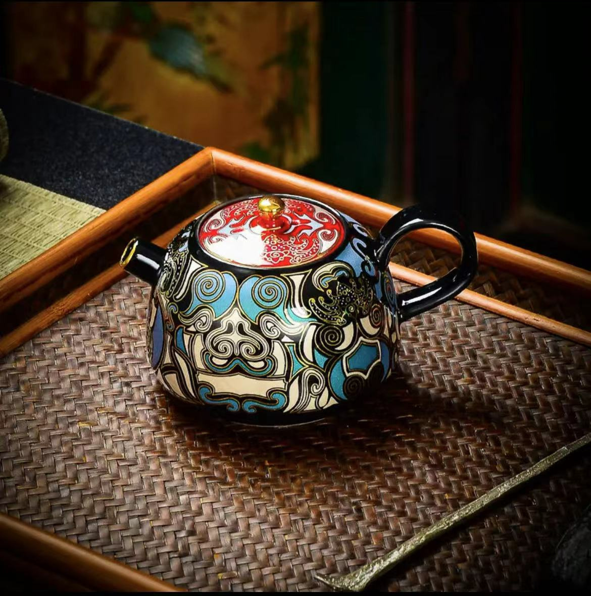 Ấm trà háu ăn màu tương phản công nghệ cọ xát sai màu vàng bạc ấm pha trà Kung Fu cỡ nhỏ bộ trà gốm sứ kiểu Trung Quốc ấm đơn gia dụng