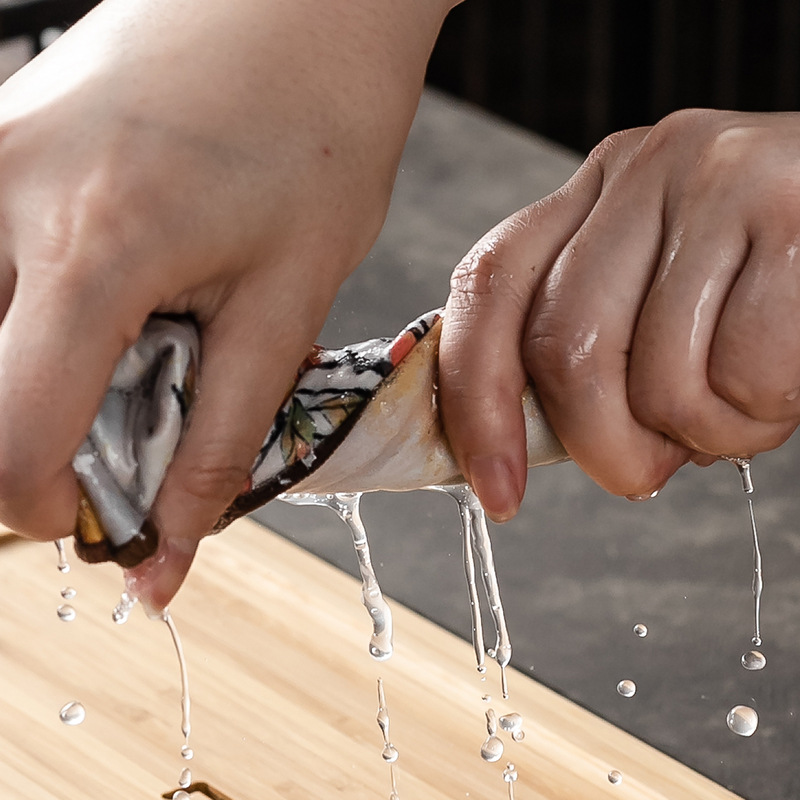 Khăn lau trà bằng vải cotton và vải lanh kiểu Nhật Bản phụ kiện lễ trà khăn lau màu xám phong cách đơn giản thảm trà phụ kiện lễ trà