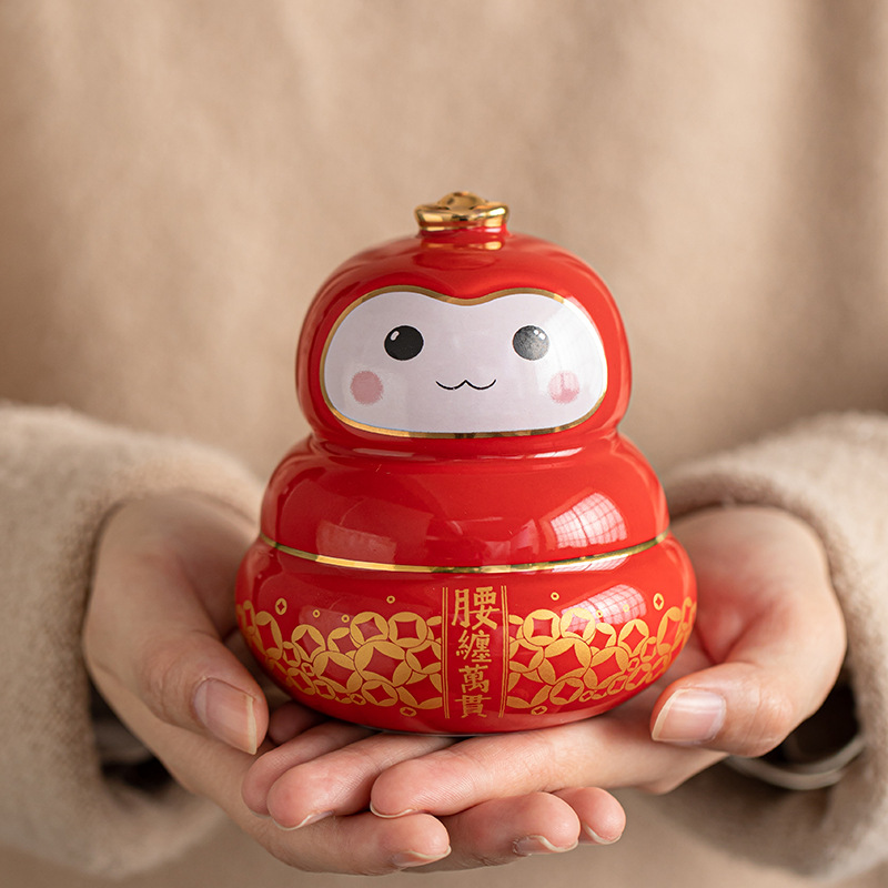 Hũ đựng tiền bằng gốm Wanguan bọc eo hũ đựng tiền tốt lành năm con rắn