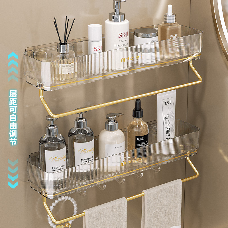 Kệ để đồ phòng tắm nhà vệ sinh nhà vệ sinh nhà vệ sinh không đục lỗ treo tường giá đựng đồ trang điểm trên tường