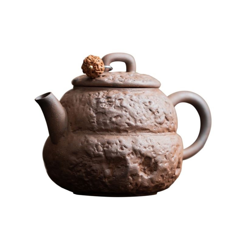 Ấm có dây thắt lưng bằng gốm thô bùn đá cũ ấm trà cổ điển kiểu Trung Quốc ấm đơn gốm sứ thủ công gia dụng ấm lọc dụng cụ pha trà Kung Fu