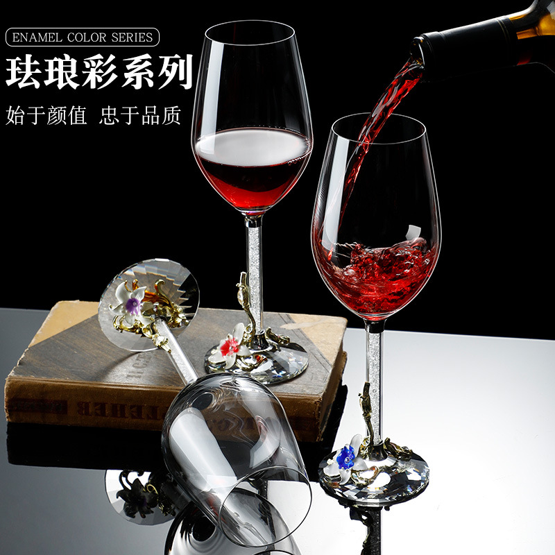 Phong cách châu Âu Iris Men rượu vang đỏ thủy tinh pha lê chân cao ly rượu vang kim cương trắng ly rượu sâm banh không chì bán buôn
