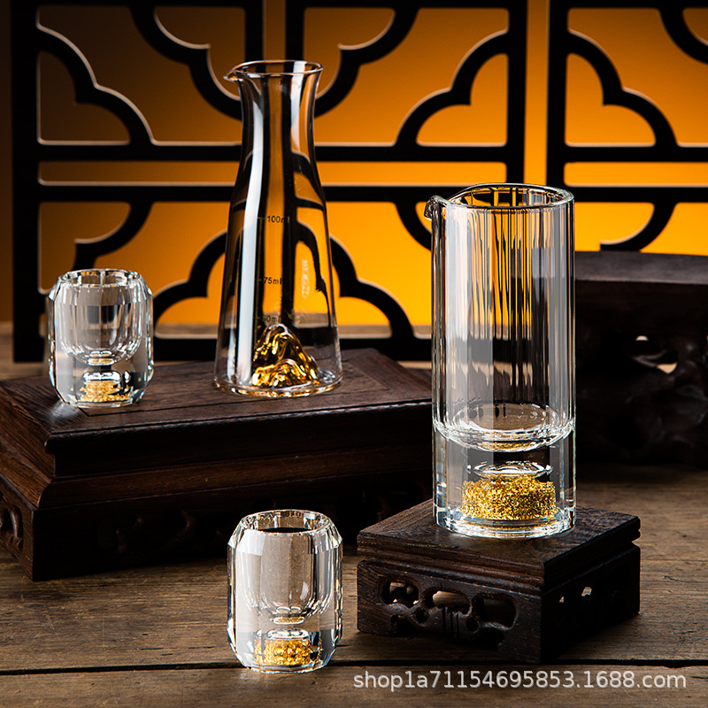 Bộ ly rượu trắng đẹp sáng tạo, hộp đựng rượu thủy tinh pha lê, ly rượu gia đình, hộp quà tặng cao cấp
