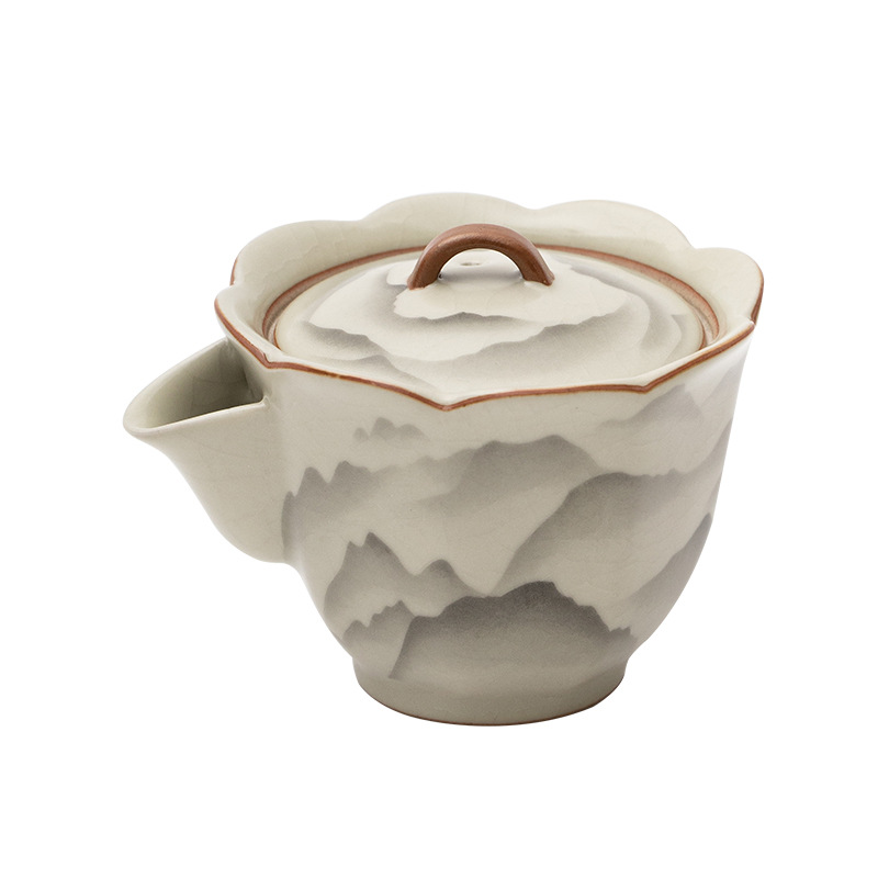 Ấm cầm tay kiểu Trung Quốc, ấm trà gốm sứ Ru Kiln, ấm trà Kung Fu, ấm đơn thủ công gia dụng có thể nuôi