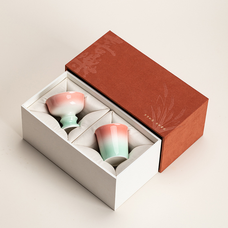 Chén trà đỏ tráng men bóng xanh Bộ trà Kung Fu gốm sứ gia dụng chuyên dụng cá nhân Cốc trà cốc chủ nhân Trung Quốc quà lưu niệm