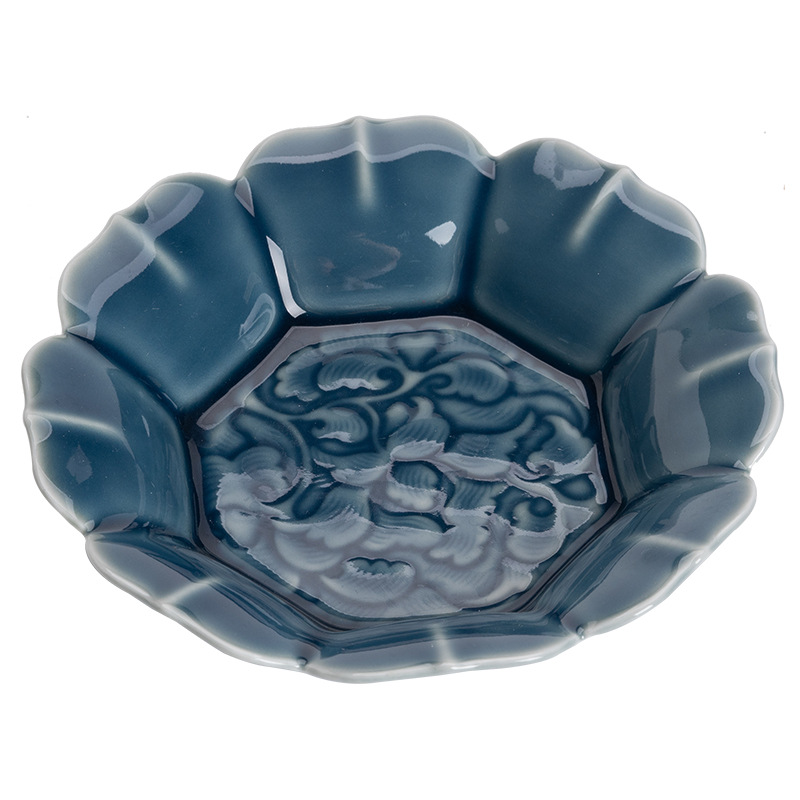 Đĩa giải khát hoa sen, Đĩa hoa quả phù điêu kiểu Trung Quốc cỡ nhỏ, đĩa bánh ngọt, Đĩa trà, Đĩa hoa quả khô, đĩa ăn vặt