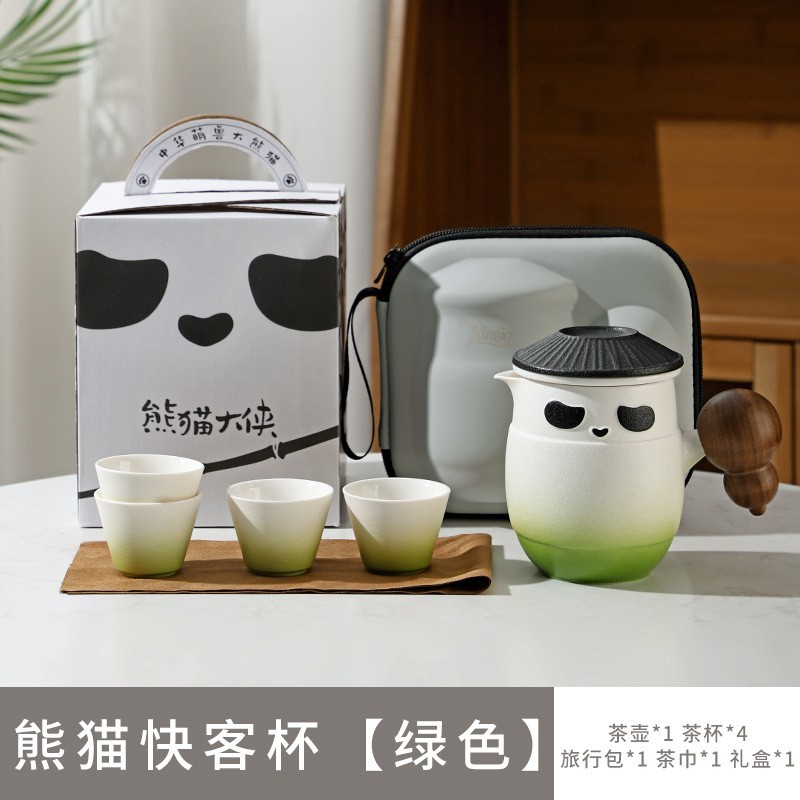 Bộ ấm trà du lịch gốm sứ di động một ấm bốn cốc pha trà ngoài trời cốc uống trà kungfu cốc khách nhanh