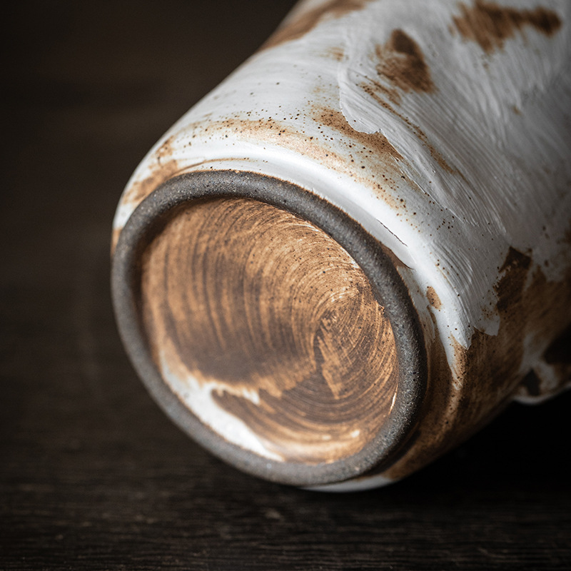 Cốc cà phê gốm thô thủ công Cốc gốm sứ đơn giản cổ điển kiểu Nhật cốc Mug tai treo hoa kéo sáng tạo cốc nước gia dụng