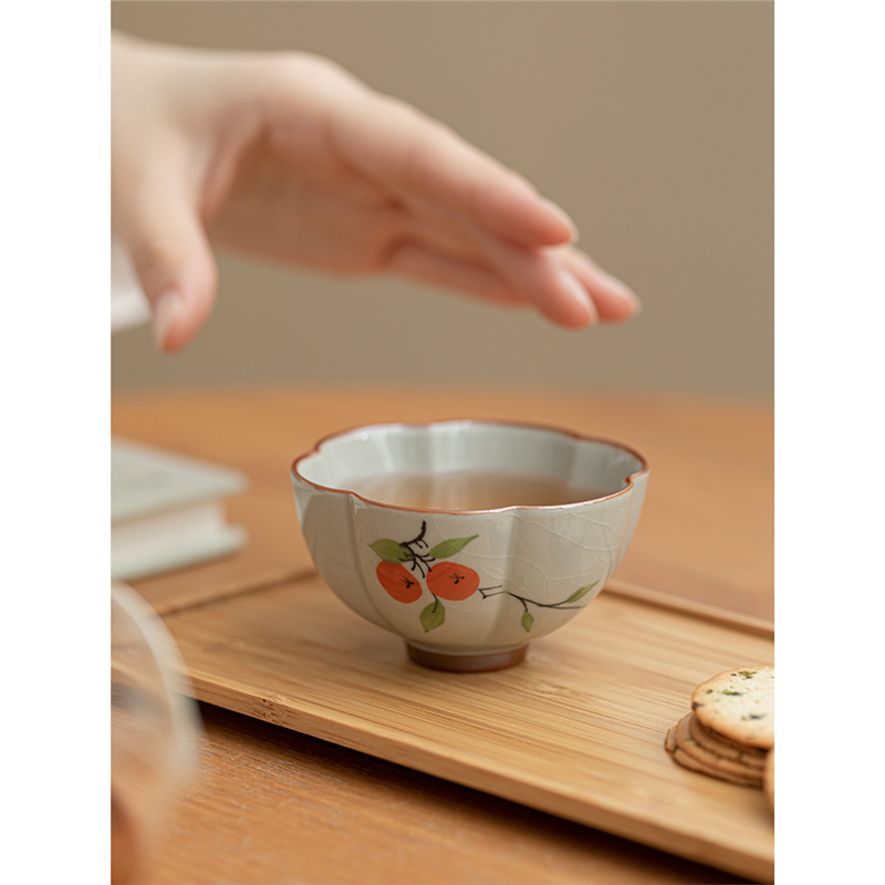 Cốc chủ nhân gốm vẽ tay Ge Kiln cốc đơn dành cho nam và nữ cao cấp Kung Fu mở cổ điển tách trà chén trà chén trà bát