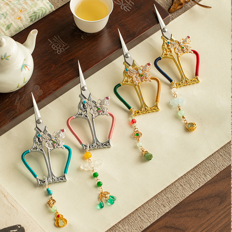 Mặt dây chuyền Guiya mới, tay cầm bướm, kéo trà, kéo đặc biệt cho túi trà, phụ kiện trà đạo, kéo cổ điển nghệ thuật trà