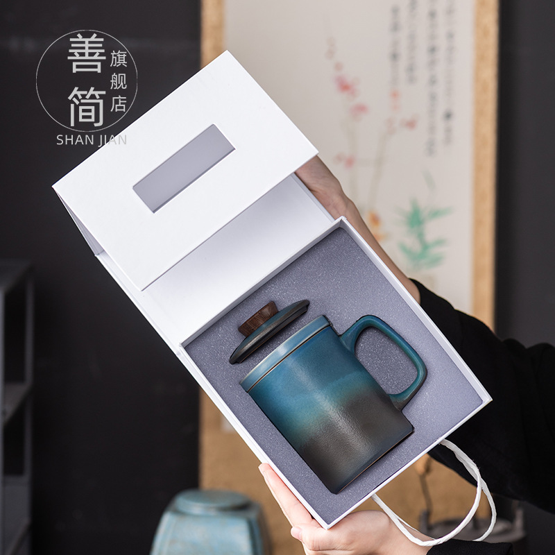 Cốc trà Gradient tách nước trà có nắp dùng trong gia đình văn phòng cá nhân lọc nước gốm sứ cốc cốc nam nữ