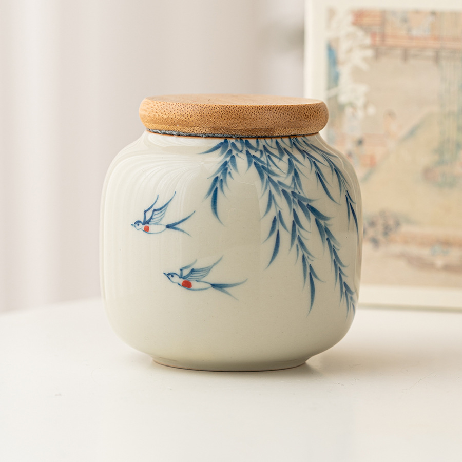 Nuan Ying Xinliu, bình trà, bình gốm kín, bình đựng đồ mini chống ẩm cỡ nhỏ cầm tay cao cấp
