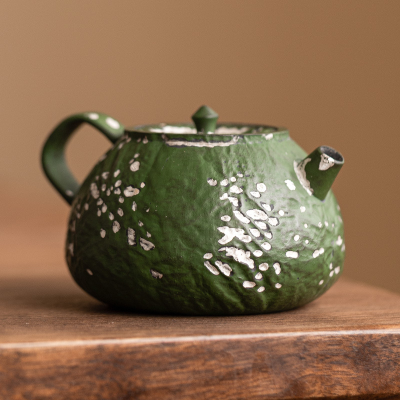 Ấm trà Baijia chạm khắc vàng thủ công, ấm trà gia dụng bằng gốm thô, bộ ấm trà kung fu bùn đá cũ, ấm đơn không nóng