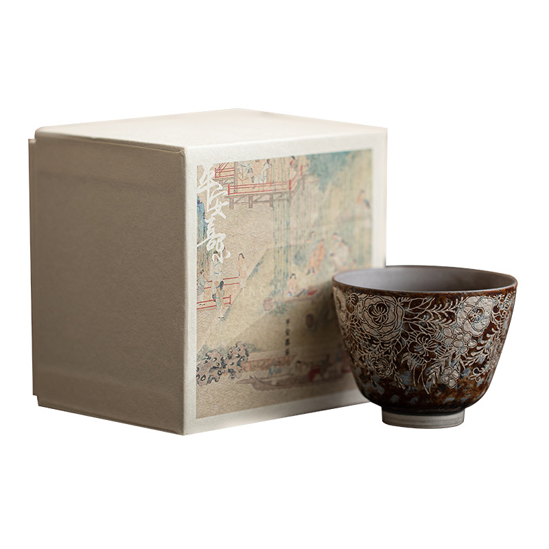 Cốc trầm hương mạ bạc bằng bùn đá cũ, cốc trà gốm thô cổ điển, dụng cụ trà Kung Fu, cốc chủ nhân lớn, cốc đơn