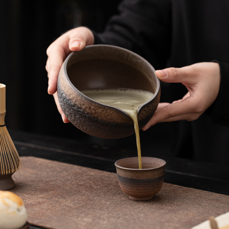 Bộ matcha tráng men mạ vàng kiểu Nhật, bình trà Baibenli, bát matcha đứng, dụng cụ đặt trà thời nhà Tống, dụng cụ matcha cổ điển