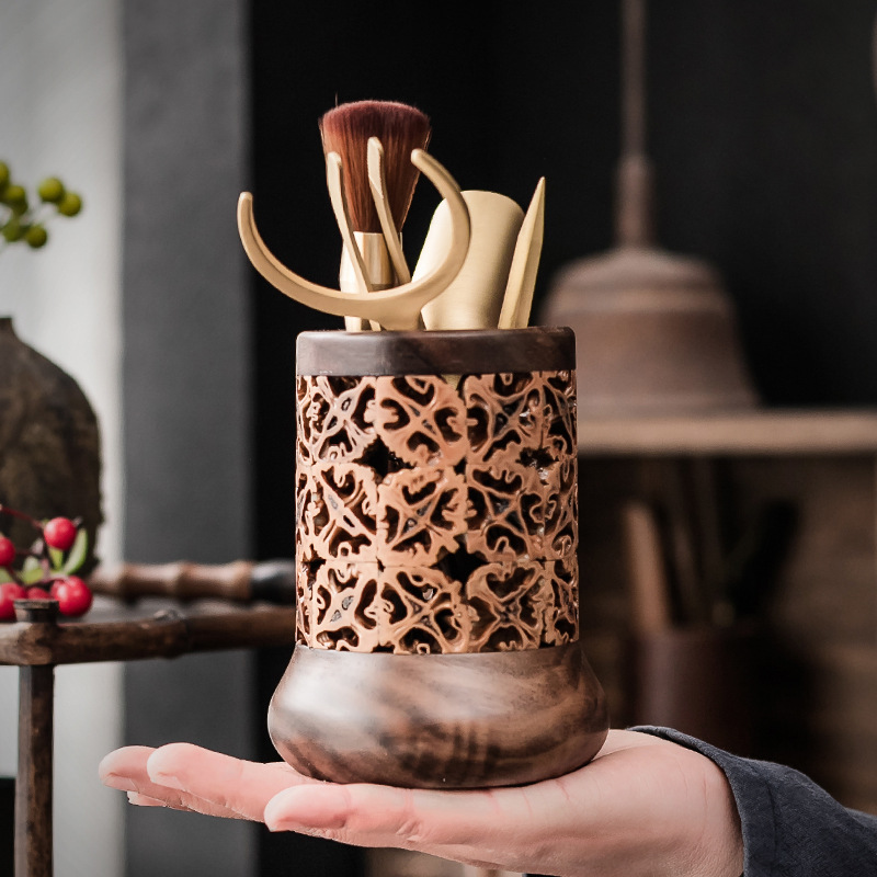 Trà đạo sáu quý ông vỏ quả óc chó ghép thủ công kẹp trà Gỗ Óc Chó gia dụng Bộ trà Kung Fu phối