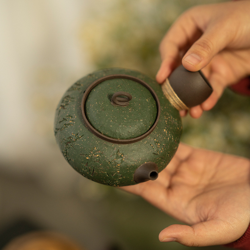 Ấm đun trà bằng đất sét kiểu Nhật, bếp than, dụng cụ pha trà Kung Fu, tay cầm bên, Bộ ấm đun trà cát tím, ấm đun trà quanh bếp