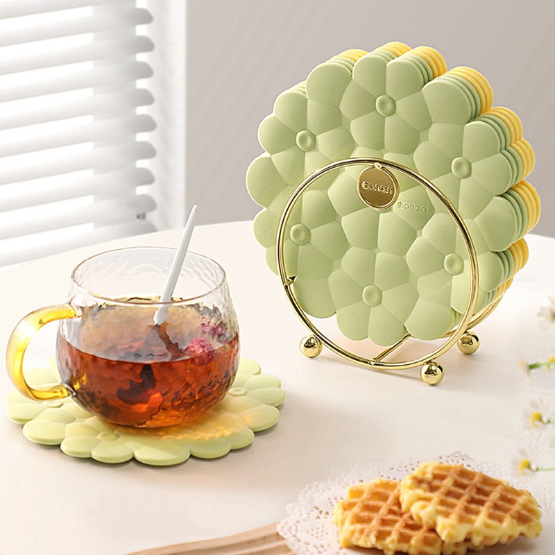 Lót cách nhiệt, khay đựng đĩa silicon gia dụng chống bỏng, lót nồi cát, lót bát đĩa, lót cốc dày chịu nhiệt độ cao, Bắc Âu