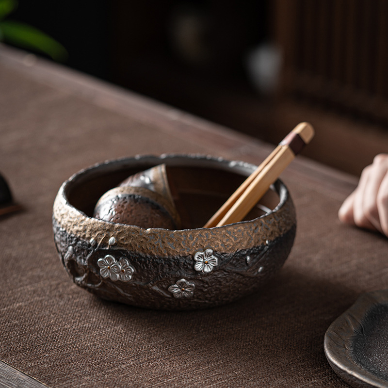 Phong cách Nhật Bản sắt mạ vàng gốm thô Bạc trà mận rửa trà lớn rửa chén xây Nước rửa chén công phu trà đạo phụ kiện trà đạo