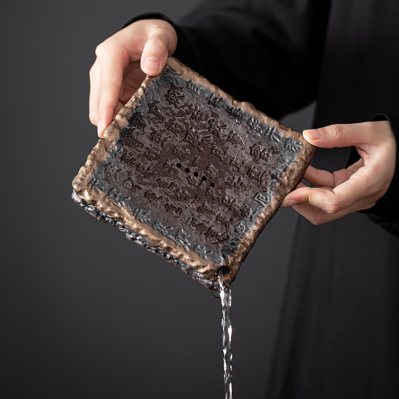 Bình kinh tim, bình gốm thô nhỏ tráng men mạ vàng kiểu Nhật, bình bọt khô, bình đệm, bình nâng, khay trà