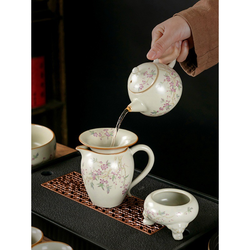 Bộ ấm trà Kung Fu gốm sứ văn phòng sang trọng cao cấp gia dụng trọn bộ