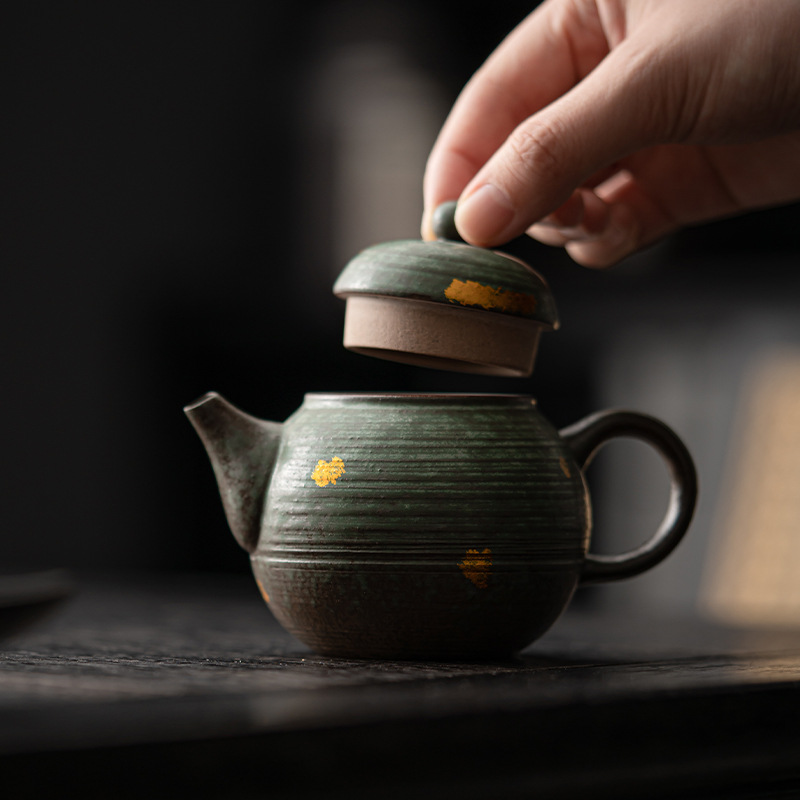 Ấm Siting bùn đá cũ trống rỗng Zhai ấm trà tráng men đồng cổ điển Bộ ấm trà gia dụng có thể nâng cao để pha trà cao cấp
