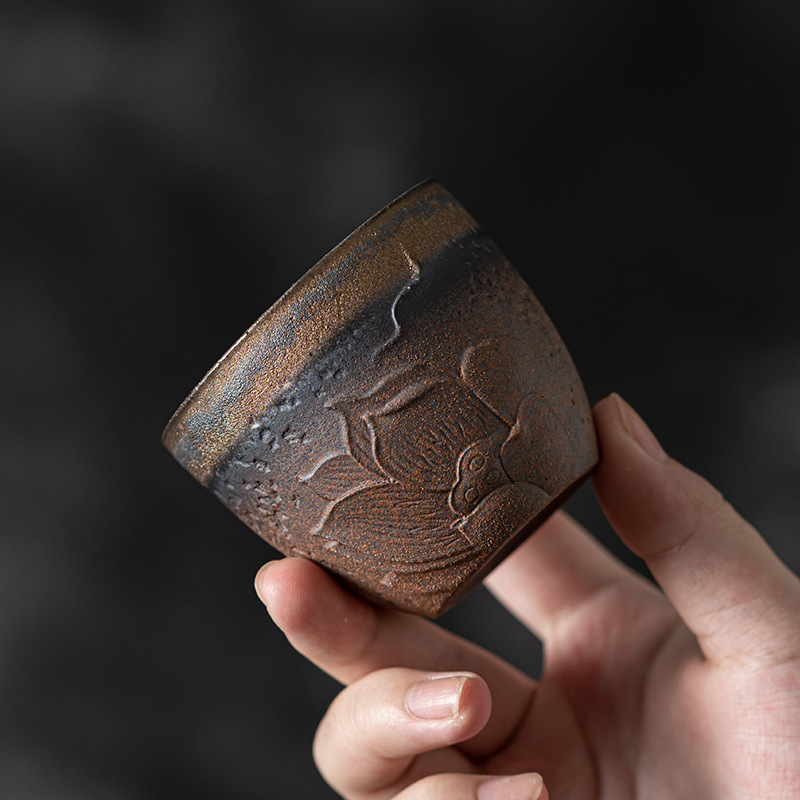 Cốc Bồ Đề Cốc trà tráng men sắt mạ vàng kiểu Nhật Cốc hương thơm Bộ trà Kung Fu gốm sứ Cốc Chủ Nhỏ