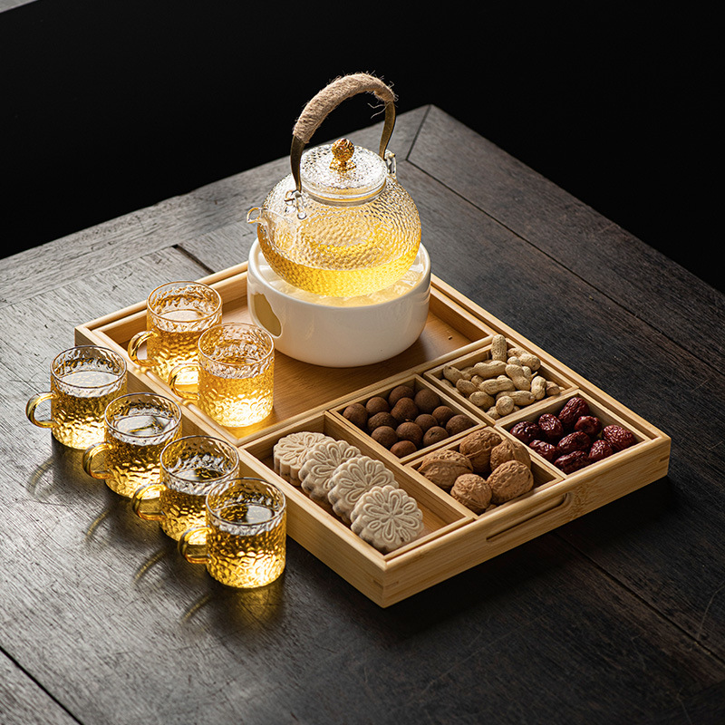 Ấm trà kiểu Nhật ấm bếp trà nến pha trà trái cây ấm trà thủy tinh chịu nhiệt cao sức khỏe Bộ trà chiều ấm trà hoa
