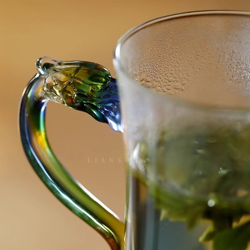 Cốc Trà xanh đặc biệt cốc nước năm rồng Cốc pha trà chịu nhiệt và chống bỏng có tay cầm trong suốt có giá trị cao