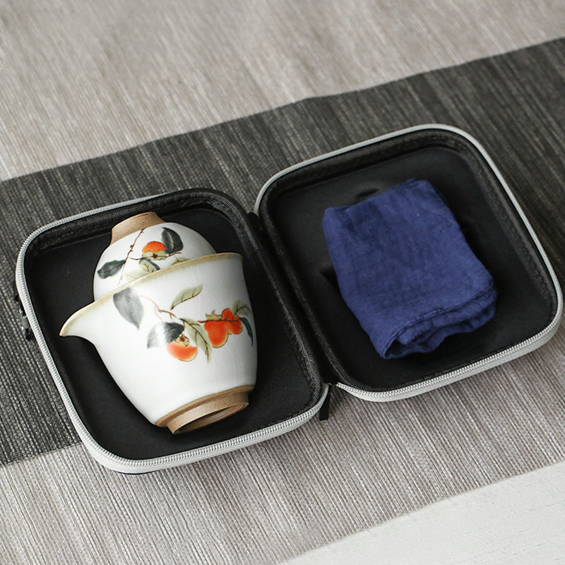 Ruyao cổ điển hồng hồng Ruyi Kuaike cốc một ấm hai tách Bộ trà Bộ du lịch xách tay ngoài trời