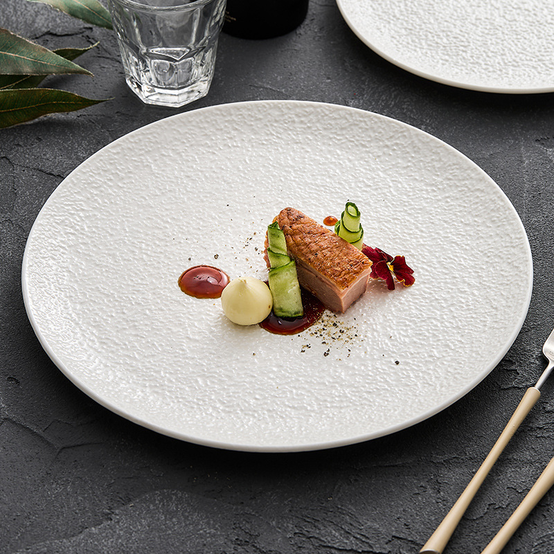 Đĩa gốm hình búa sáng tạo, đĩa nông thương mại cao cấp, đĩa bít tết tây lớn, đĩa tròn, đĩa phẳng 2023 mẫu mới