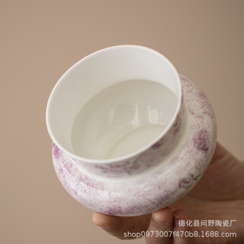 Bột mềm vẽ tay hoa hồng Jianshui gốm sứ gia dụng tinh tế để bàn chén trà cốc nước sáng tạo lọ trà phụ kiện trà đạo