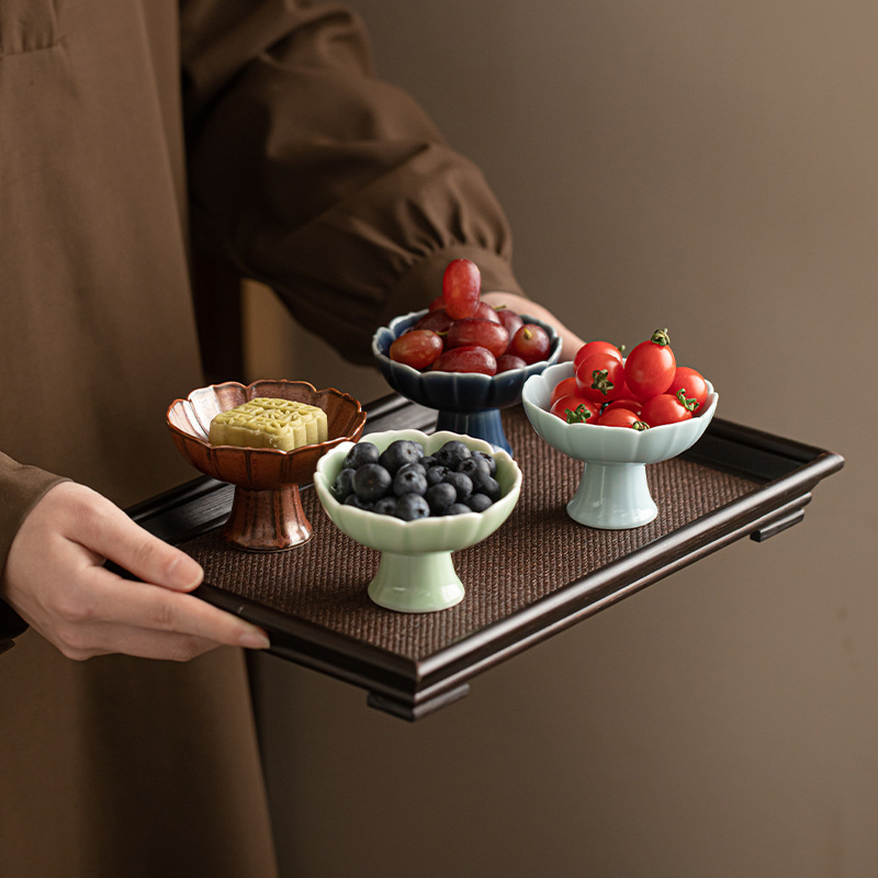 Đĩa trái cây cao gót Qingfeng Đĩa trái cây cao gót gốm sứ Đĩa giải khát Bàn trà nhỏ Đĩa chấm tim Đĩa đồ ăn nhẹ Khay đồ ăn nhẹ