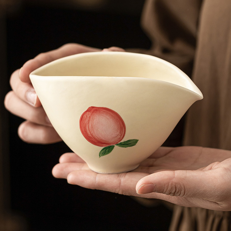 Cốc công thức đào vẽ tay màu hồng cốc tách trà gốm sứ cốc đồng nhất trà biển gia dụng phụ kiện bộ trà kungfu đơn