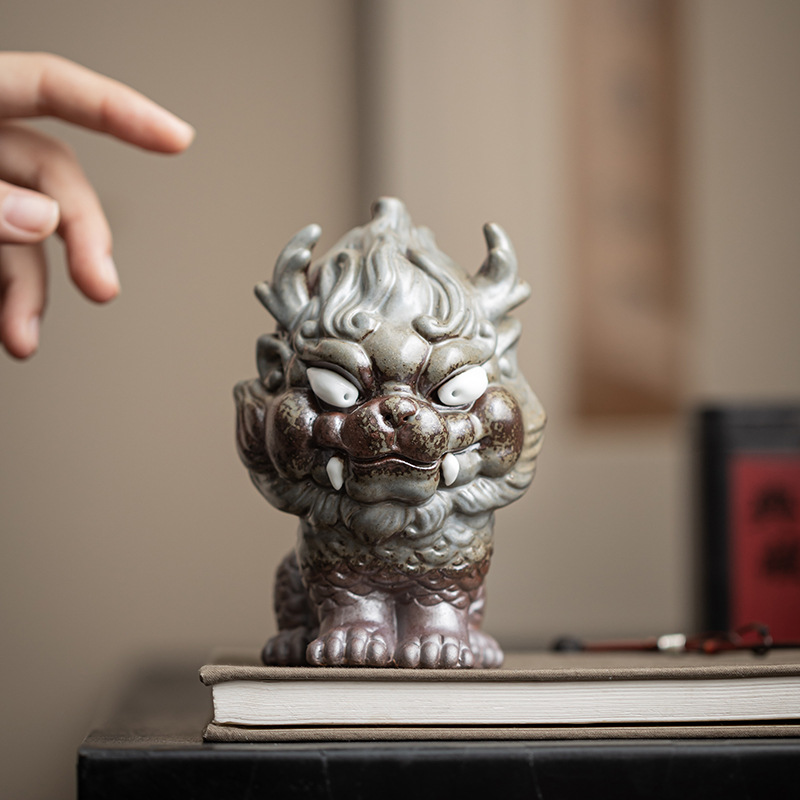 Đồ trang trí thú cưng trà Kirin bùn đá cũ đồ trang trí để bàn chơi trà có thể nâng cao phong cách Trung Quốc đồ trang trí nhà cửa phụ kiện bộ trà