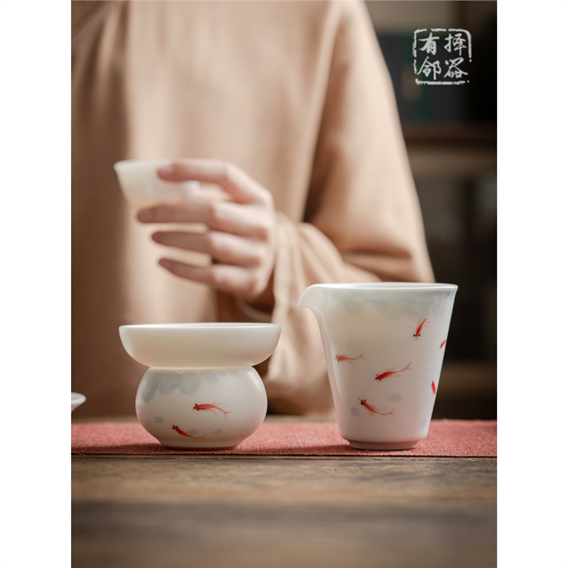 Bộ trà gốm sứ, tách trà, bình tách trà Ru lò, bộ lọc toàn sứ vẽ tay, bán buôn trà