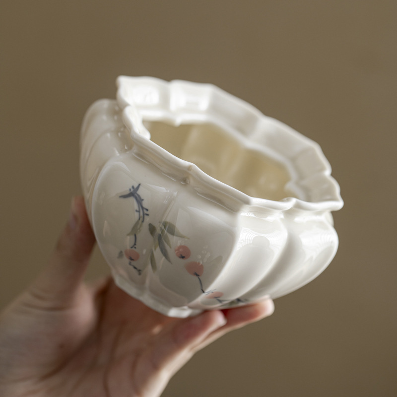 Vẽ tay Kiến Thủy tráng men màu hồng hoa miệng lọ đựng nước khay đựng nước khay trà pha khô dụng cụ trà Kung Fu gia dụng bát nước gốm sứ