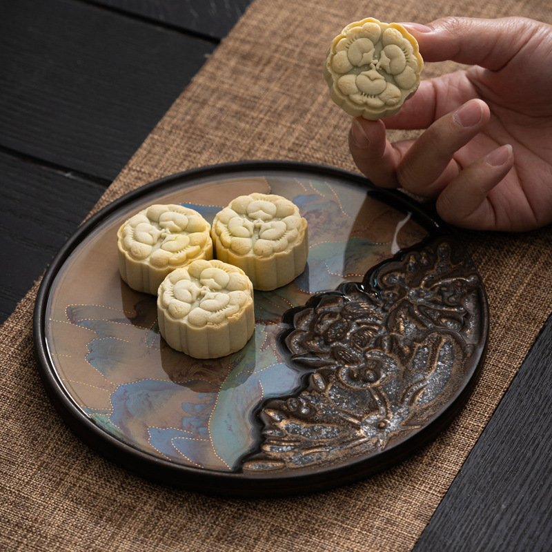 Đĩa pha khô Ngàn Dặm đơn giản, Đĩa trà gốm, đĩa trái cây, Bộ trà Kung Fu, khay trà, Khay trà, bàn trà, khay trà