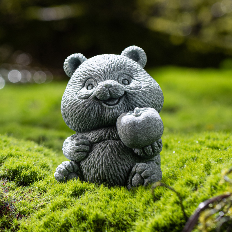 Đồ trang trí nhỏ sáng tạo gấu trúc bằng đá sa thạch xanh, đồ trang trí bàn trà gia đình thời thượng quốc gia, đồ trang trí cảnh quan bể cá