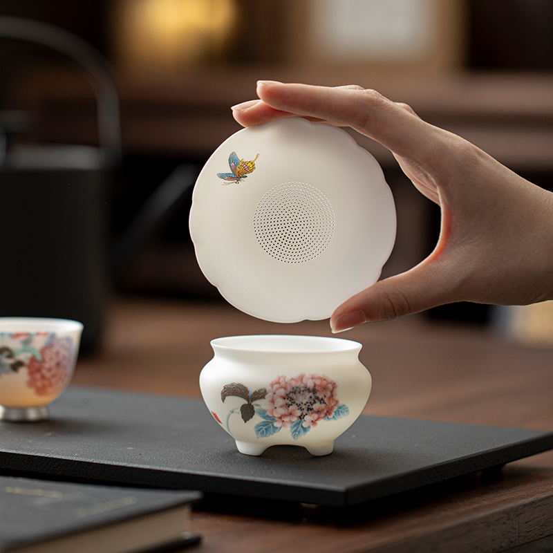 Ngọc sứ lọc trà gốm lọc trà chống lá kung fu bộ trà phụ kiện trà nghệ thuật lọc trà thảm bộ quà tặng