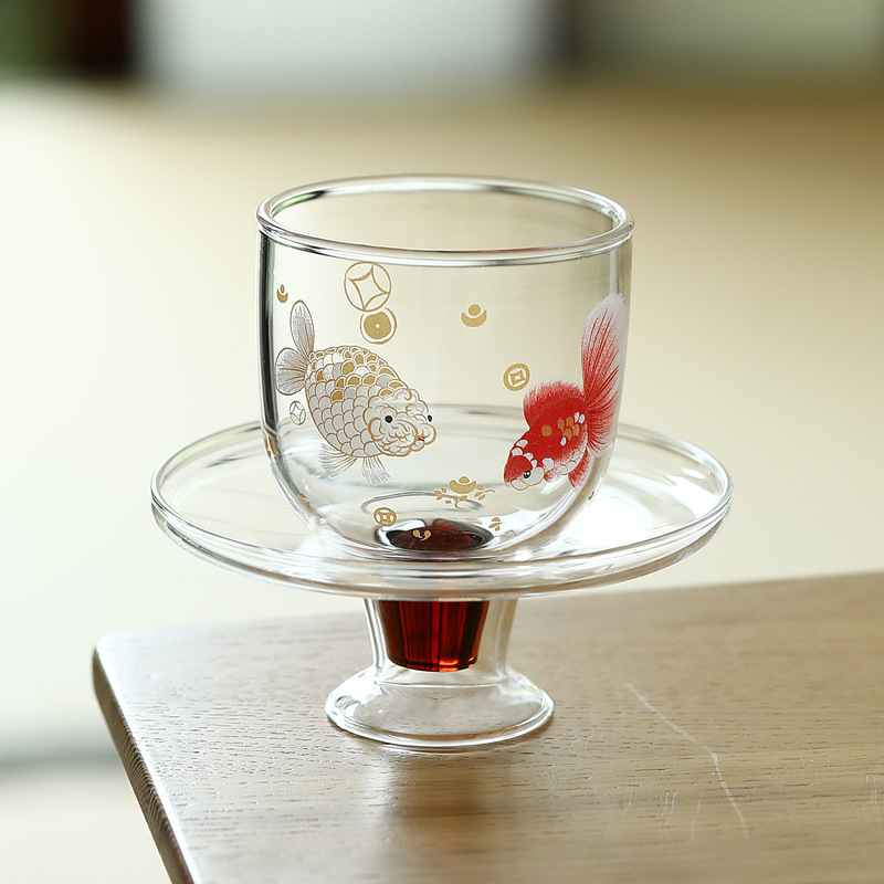 Bộ ấm chén trà Kung Fu giả cổ Song, chất liệu thủy tinh borosilicate cao cấp, màu xanh lá, kèm đĩa