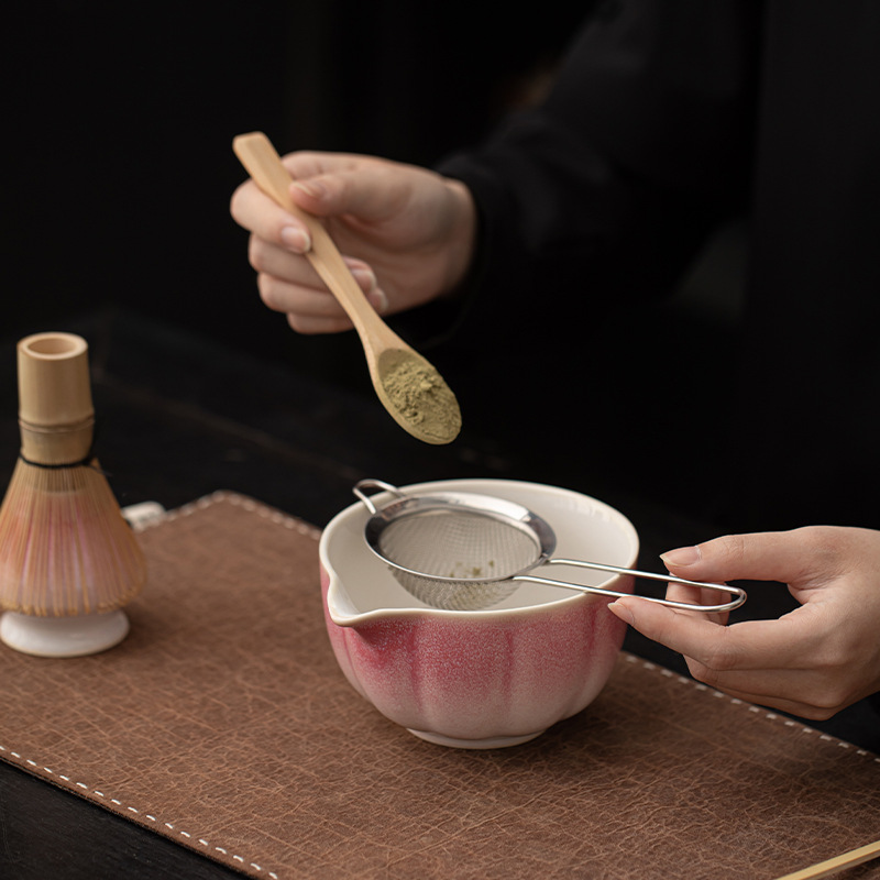 Bộ dụng cụ Matcha cánh hoa Bộ dụng cụ Matcha bằng sứ Bộ lọc bát Matcha bằng gốm Bộ lọc trà Bộ lọc trà Bộ bàn chải pha trà