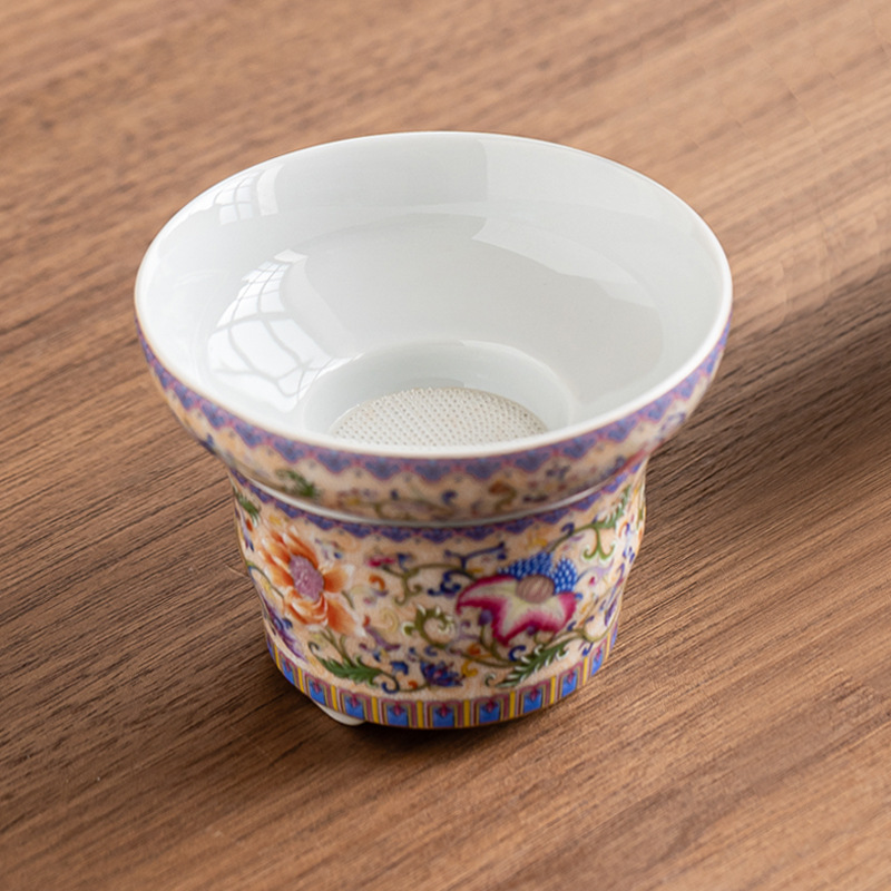 Bộ lọc trà lọc trà màu men Bộ lọc trà kiểu Trung Quốc Bộ trà gốm sứ gia dụng Phụ kiện bộ lọc trà cách ly trà