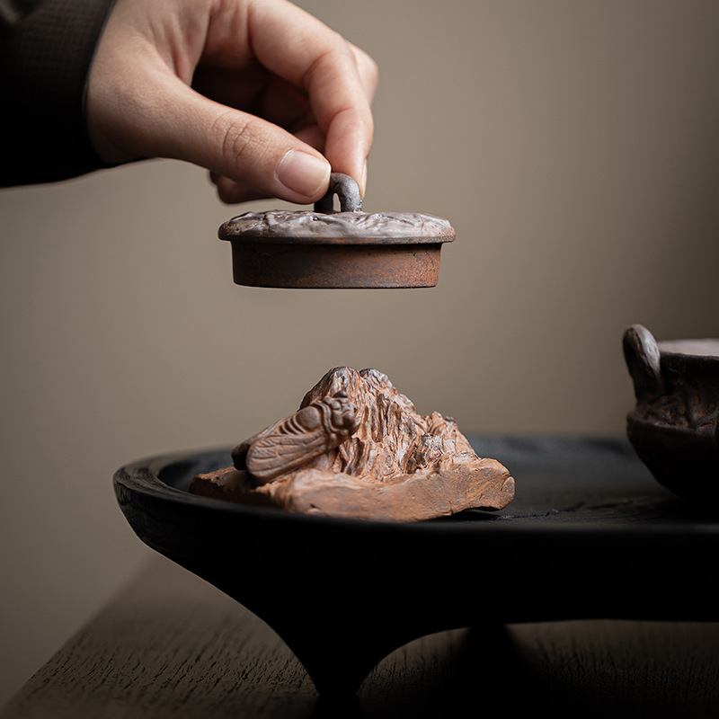 Vỏ ve sầu mùa xuân và mùa thu bùn đá cũ, phụ kiện bộ trà Kung Fu gốm sứ sáng tạo cổ điển