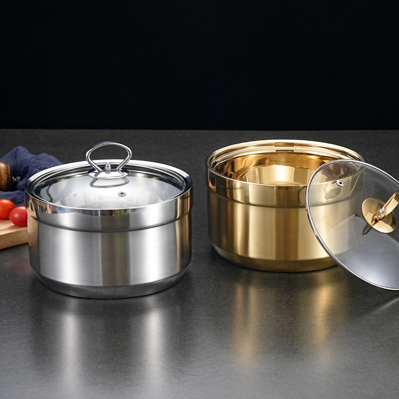 Thố đựng cơm nóng giữ nhiệt ~2.5L để bàn ăn phục vụ nhà hàng PBCP38 inox 2 lớp