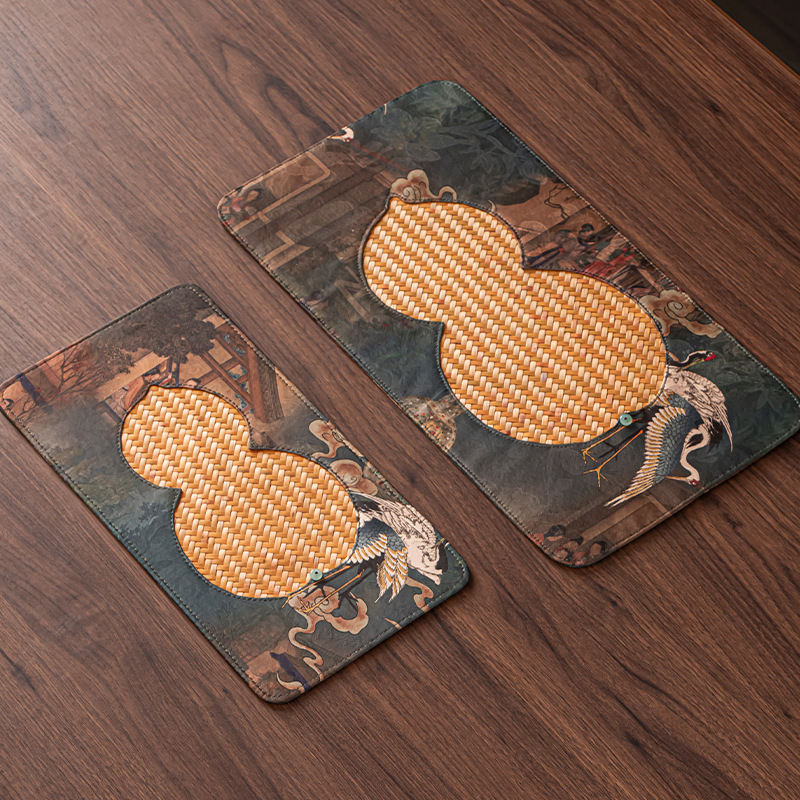 Thảm trà chiếu trúc, thảm trà, thảm bàn ăn, tấm tre, rèm trà trúc viền, thảm ăn cỡ lớn, phụ kiện trà đạo, bộ trà kungfu