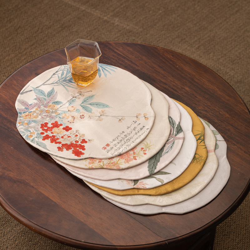 Cao cấp phong cách Trung Quốc mới giả sợi mây thơm thêu ghế trà không thấm nước bàn ghế cách nhiệt cờ bàn dệt gấm vải nghệ thuật cổ điển