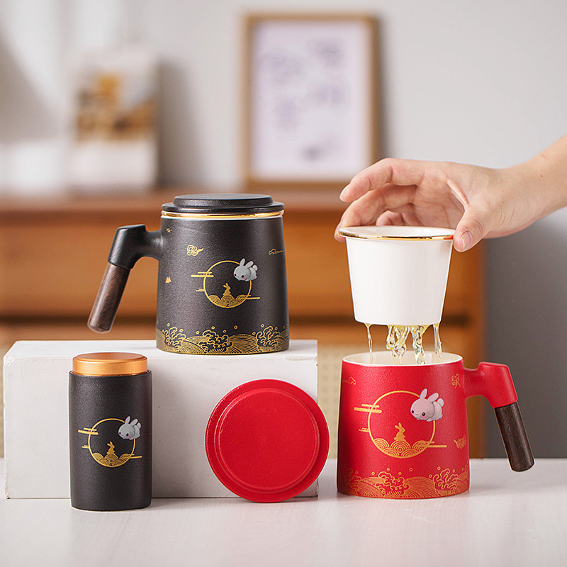 Cốc văn phòng cao cấp cốc trà gốm cá nhân quà tặng sang trọng dành cho các nhà lãnh đạo và người lớn tuổi cốc nước gốm quà tặng