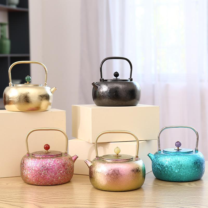 Ấm đun nước chùm nâng titan nguyên chất Boyou ấm đun nước pha trà nhỏ đầy phong cách Trung Quốc cầm tay ngoài trời ấm trà quà tặng cao cấp