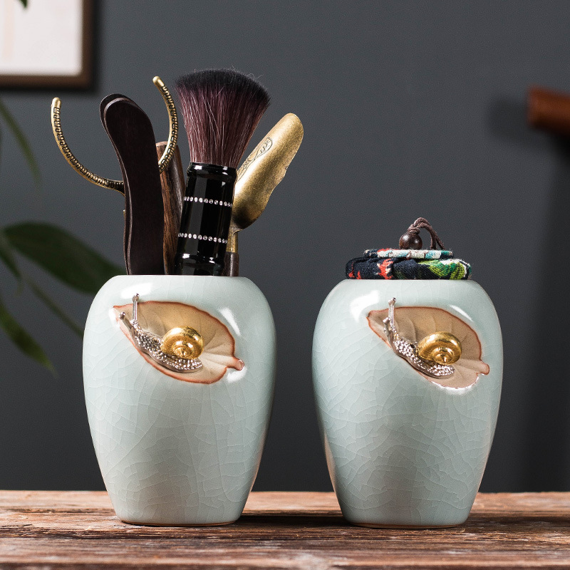 Gốm sứ Ru lò trà đạo sáu quý ông bộ bình trà ống bán buôn bộ trà gỗ đàn hương phụ kiện dụng cụ pha trà dao kẹp trà